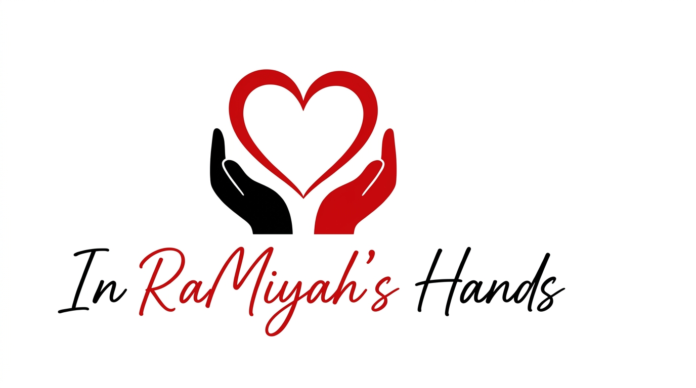 In RaMiyah's Hands — hands holding a heart logo